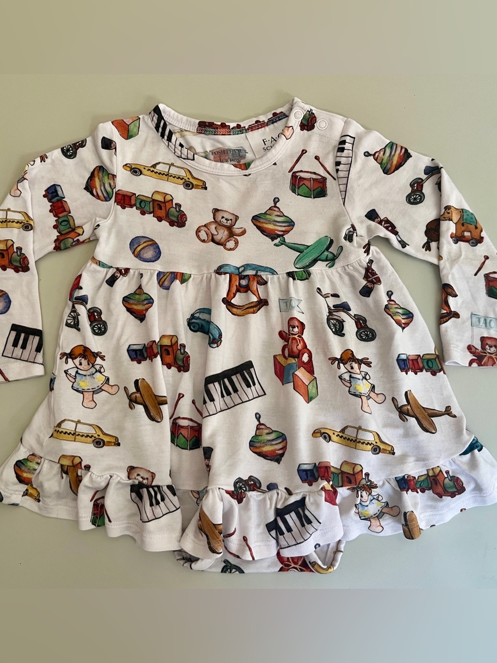 FAO Schwarz Toy Print Onsie Bamboo Dress